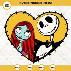 Jack And Sally Heart SVG, Nightmare Before Christmas SVG, Halloween Movie SVG PNG DXF EPS Cricut
