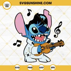 Stitch Elvis Presley SVG, Stitch Playing Guitar SVG, Funny Stitch Singer SVG PNG DXF EPS