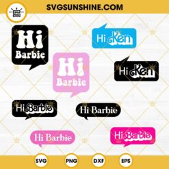 Hi Barbie Speech Bubbles SVG, Hi Ken SVG, Barbie Girl SVG PNG DXF EPS Instant Download