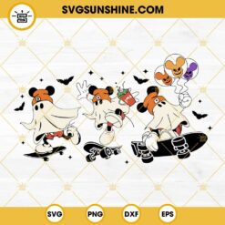 Mickey Mouse Ghost Skateboarding SVG, Spooky Vibes SVG, Trick Or Treat SVG, Retro Disney Halloween SVG PNG DXF EPS Files