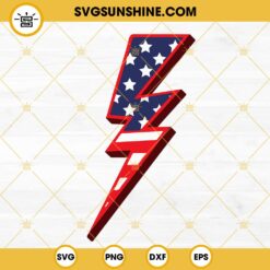 American Flag Lightning Bolt SVG, USA Flag Thunder SVG, Patriotic 4th Of July SVG DXF EPS PNG