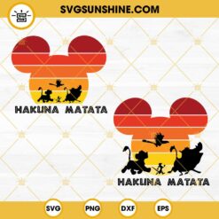 Hakuna Matata Mickey Mouse Head SVG Bundle, Lion King SVG, Animal Kingdom SVG, Disney Family Vacation SVG PNG DXF EPS