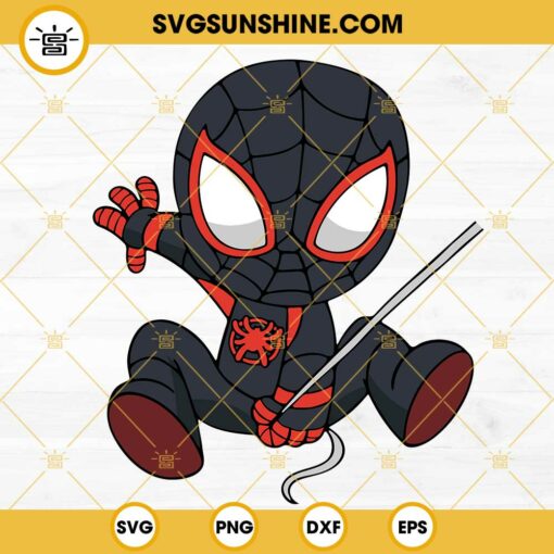 Baby Spider Man Miles Morales SVG, Superhero SVG PNG DXF EPS Files