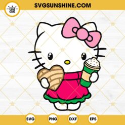 Hello Kitty Coffee And Concha SVG, Kitty Cat Drinks And Foods SVG PNG DXF EPS