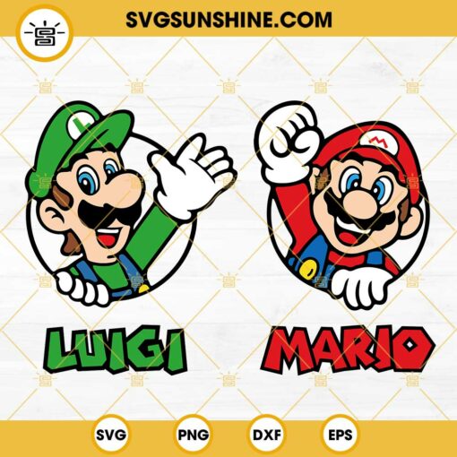 Mario And Luigi SVG Bundle, Super Mario Bros SVG PNG DXF EPS Files