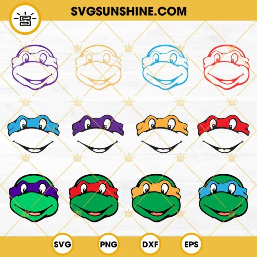 Ninja Turtles Face SVG Bundle, Teenage Mutant Ninja Turtles SVG, TMNT SVG PNG DXF EPS Files