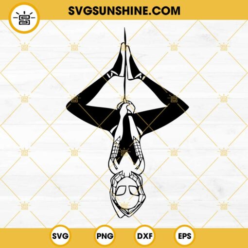 Spider Gwen Hanging Upside Down SVG, Gwen Stacy SVG, Super Hero Girl SVG, Ghost Spider SVG PNG DXF EPS Digital File