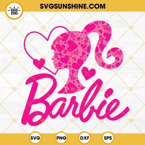Barbie Heart SVG, Barbie SVG, Pink Doll Girl SVG, Barbie Love SVG PNG DXF EPS Files