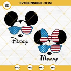 Mickey Minnie American Mommy Daddy SVG, 4th Of July SVG, Memorial Day Freedom SVG PNG DXF EPS