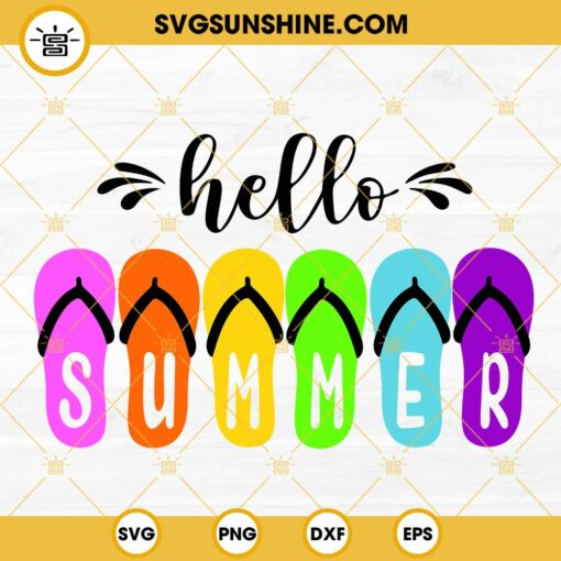 Hello Summer Flip Flops SVG PNG DXF EPS