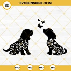 Floral Dog SVG, Wildflower Dog SVG, Dog With Butterfly SVG, Puppy SVG, Cute Dog Lover SVG PNG DXF EPS Files