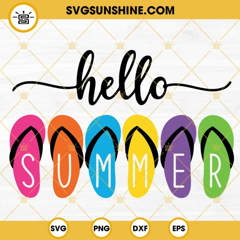 Hello Summer SVG, Flip Flops SVG, Summer Time SVG, Summer Vacation SVG