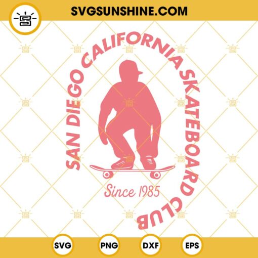 San Diego California Skateboard Club 1985 SVG, Skateboarding SVG, Skater SVG PNG DXF EPS