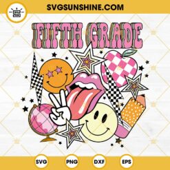 Fifth Grade SVG, 5th Grade SVG, Retro Smiley SVG, Back To School SVG PNG DXF EPS