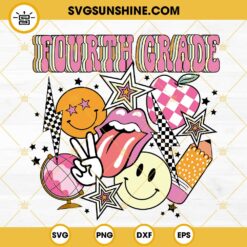 Fourth Grade SVG, 4th Grade SVG, Back To School SVG, Retro Funny School SVG PNG DXF EPS