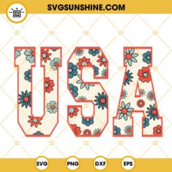 USA Floral SVG, Retro America SVG, 4th July SVG, Patriotic SVG PNG DXF EPS Files