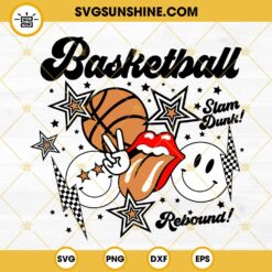 Smiley Basketball SVG, Slam Dunk SVG, Rebound SVG, Basketball SVG PNG DXF EPS