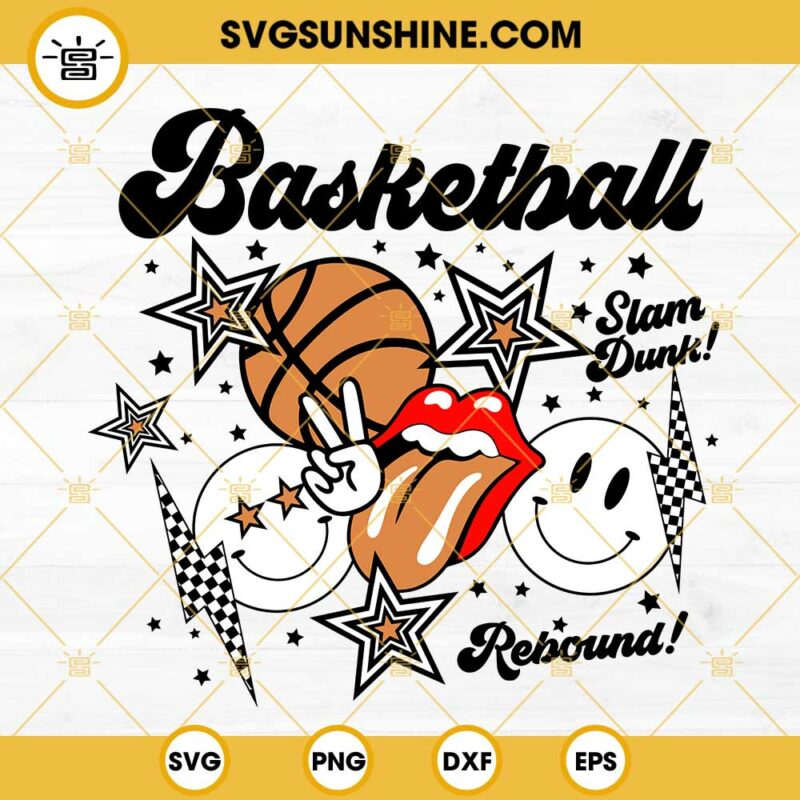 Smiley Basketball SVG, Slam Dunk SVG, Rebound SVG, Basketball SVG PNG ...