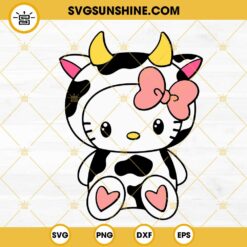 Hello Kitty Cow SVG, Funny Sanrio Kitty Cat SVG PNG DXF EPS Digital Download