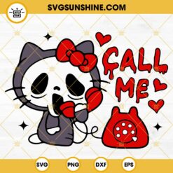 Hello Kitty Ghostface Scream Call Me SVG, Hello Kitty Halloween SVG, Scary Movie SVG PNG DXF EPS Files