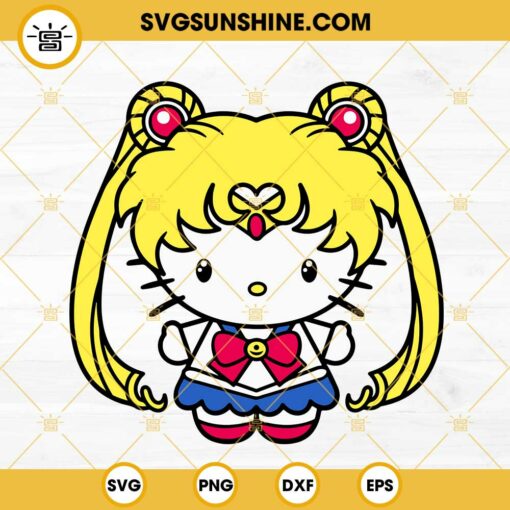 Hello Kitty Sailor Moon SVG PNG DXF EPS Digital Download