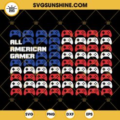 All American Gamer SVG, USA Flag SVG, Patriotic Gamer SVG PNG DXF EPS Files