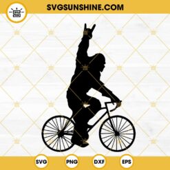 Bigfoot Riding A Bike SVG, Sasquatch Rocking Hand Sign SVG, Bigfoot SVG PNG DXF EPS