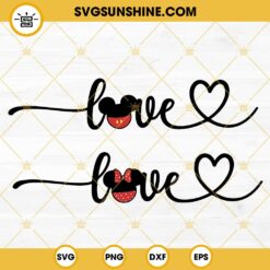 Mickey And Minnie Love SVG Bunlde, Disney Valentine Heart SVG, Mouse Couple SVG PNG DXF EPS Files