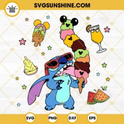 Stitch Ice Cream SVG, Stitch Summer SVG, Disney Family Trip SVG PNG DXF EPS