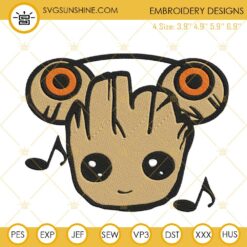 Baby Groot Headphones Embroidery Designs, Groot Music Embroidery Files