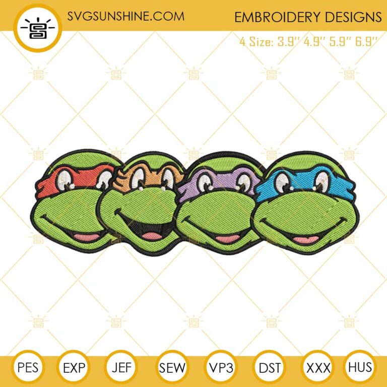 Teenage Mutant Ninja Turtles Faces Embroidery Design Files