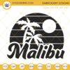 Vintage Malibu Embroidery Designs, California Beach Embroidery Files