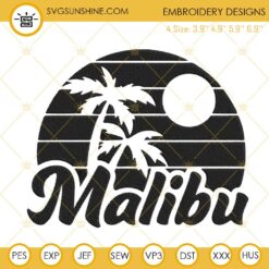 Vintage Malibu Embroidery Designs, California Beach Embroidery Files