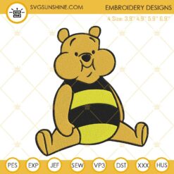 Winnie The Pooh Bee Costume Machine Embroidery Design Digital Download