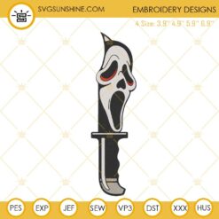 Ghostface Knife Embroidery Designs, Scream Halloween Embroidery Files