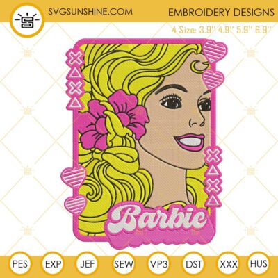 Barbie Embroidery Designs, Barbie Pink Doll Embroidery Files