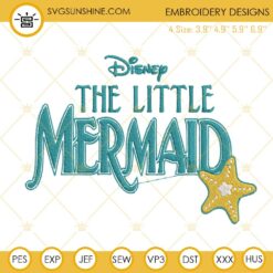Disney The Little Mermaid Logo Embroidery Designs, Ariel Movie Embroidery Files