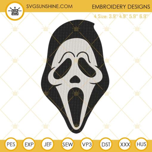 Ghostface Embroidery Designs, Scream Embroidery Files