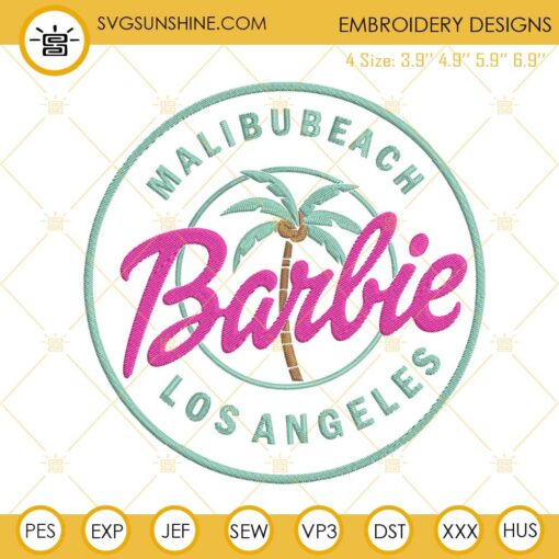 Malibu Beach Barbie Embroidery Files, Barbie Machine Embroidery Designs
