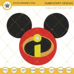 The Incredibles Mickey Ears Embroidery Designs, Disney Movie Embroidery Files
