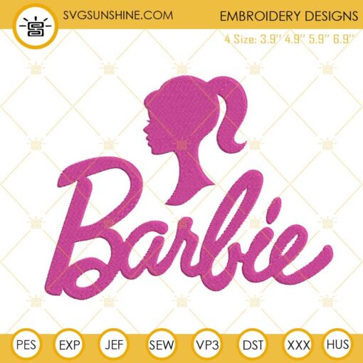 Barbie Pink Girl Embroidery Design File