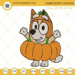 Bingo Pumpkin Embroidery Files, Bluey Bingo Halloween Embroidery Designs