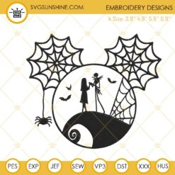 Jack Skellington And Sally Mickey Head Embroidery Designs, Disney Halloween Embroidery Files