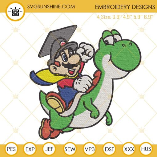 Mario And Yoshi Graduation Embroidery Designs