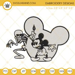 Mickey Mouse And Skeleton Embroidery Design, Spooky Mickey Halloween Embroidery File