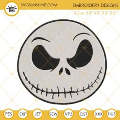 Jack Skellington Face Embroidery Designs, Nightmare Before Christmas Face Embroidery Files
