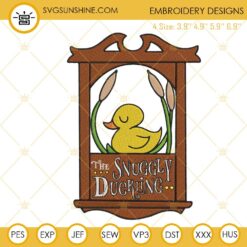 The Snuggly Duckling Tangled Embroidery File, Rapunzel Duck Bar Embroidery Design
