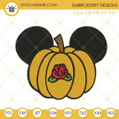 Belle Princess Pumpkin Mickey Ears Embroidery Design, Beauty And The Beast Halloween Embroidery File