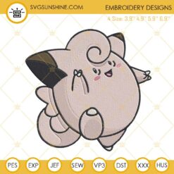 Clefairy Machine Embroidery Designs, Pink Pokemon Embroidery Files