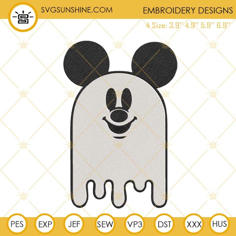 Cute Mickey Ghost Machine Embroidery Design, Funny Halloween Embroidery ...